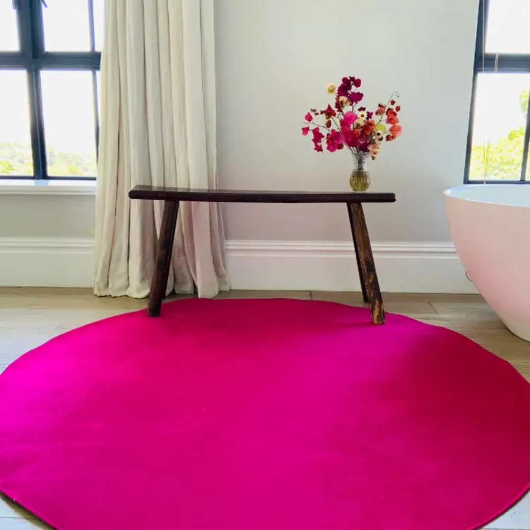 Hot Pink Round Printed Rug