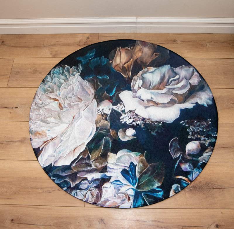 Copper & Navy Round Rug