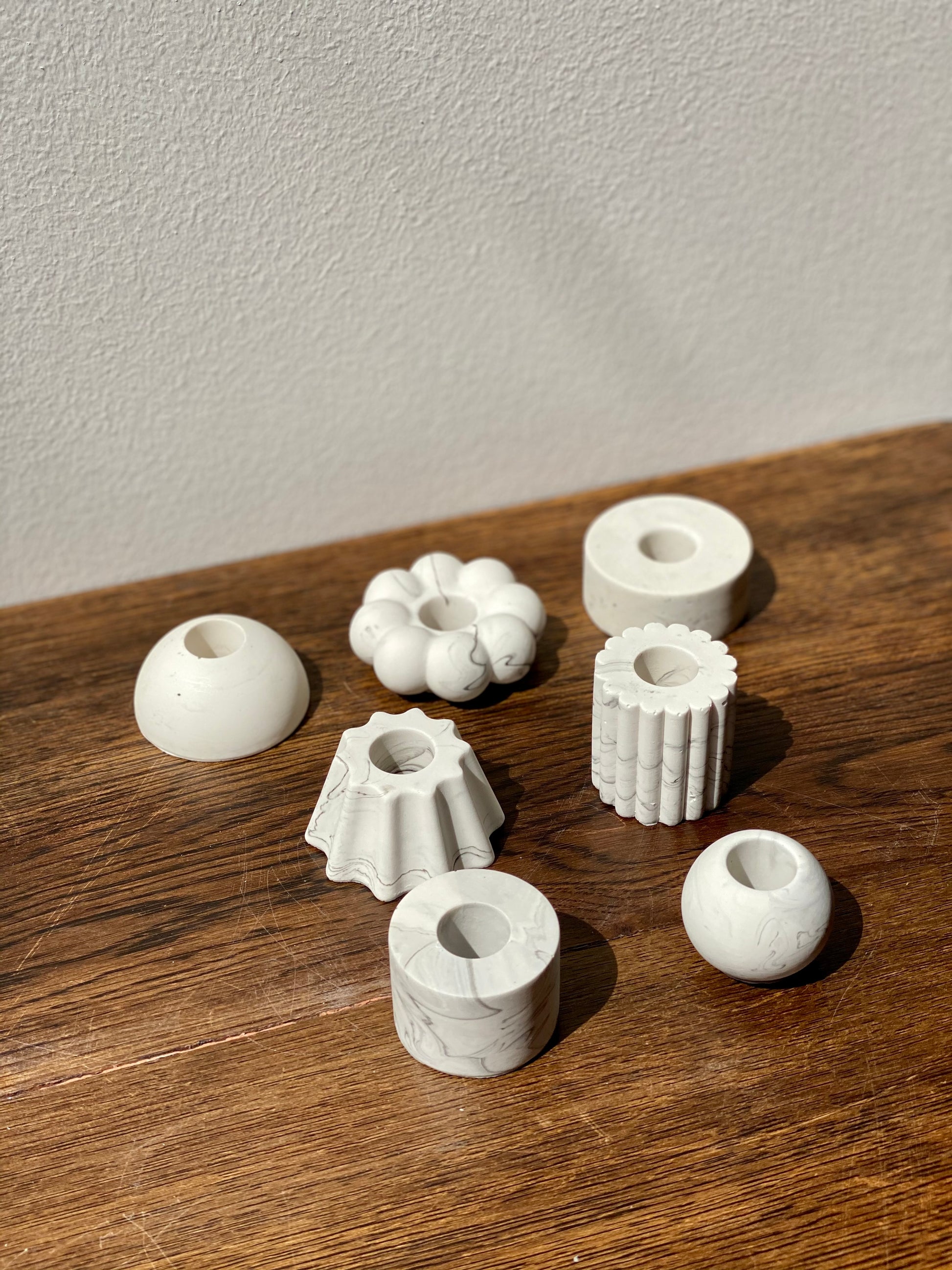 Candle Stick Set (White Marble)