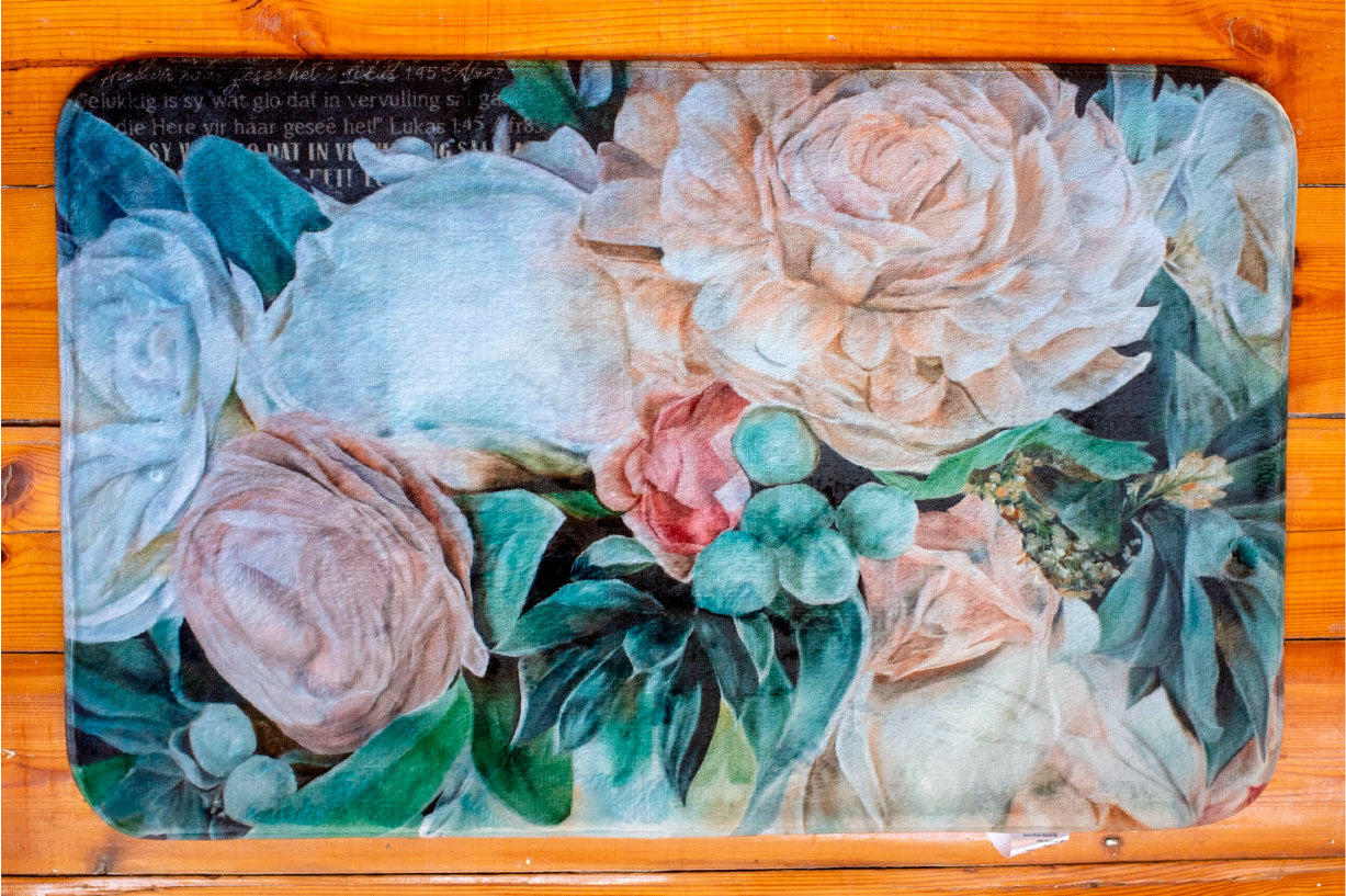 Peachy Succulents Bath Mat