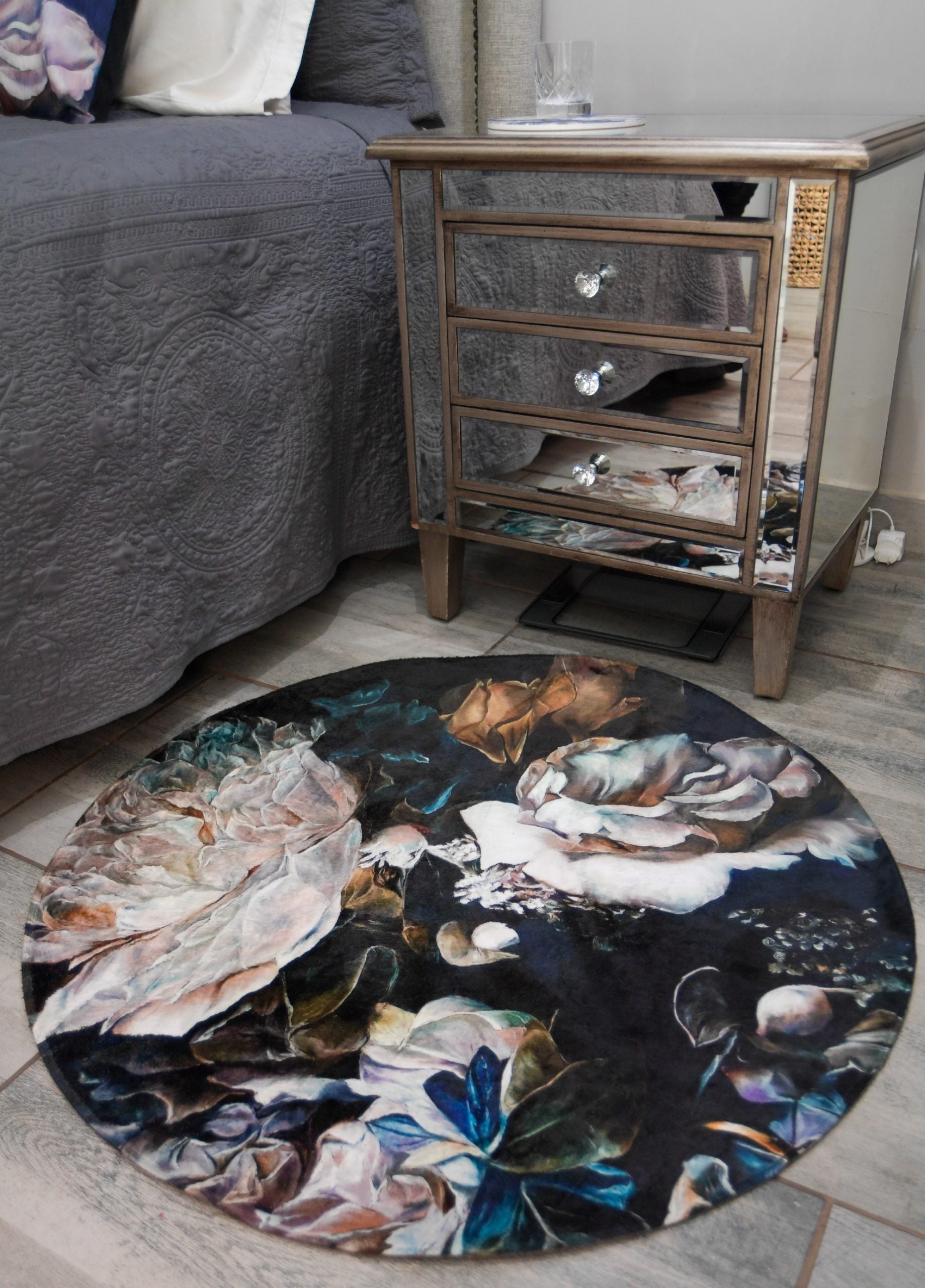 Copper & Navy Round Rug