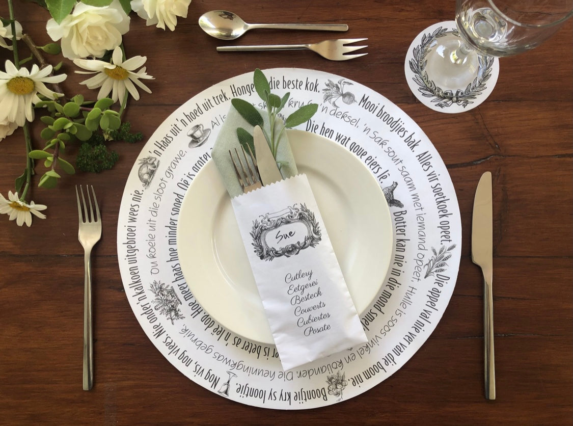 Monotone Words Cutlery Bag (Paper)