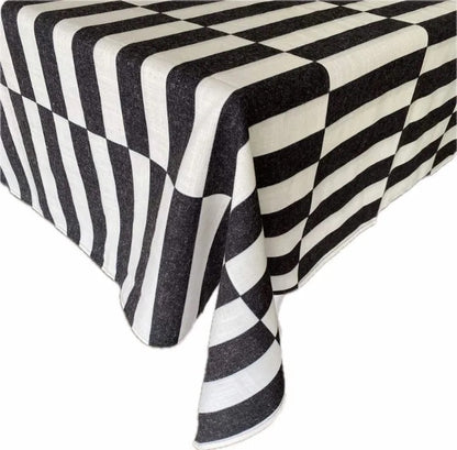 Broken Stripe Black Tablecloth