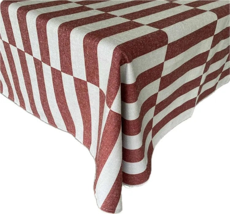 Broken Stripe French Red Tablecloth