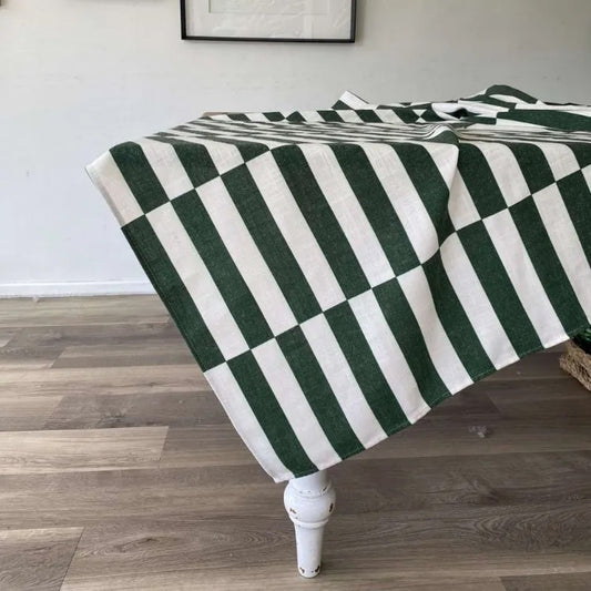 Broken Stripe Green Tablecloth