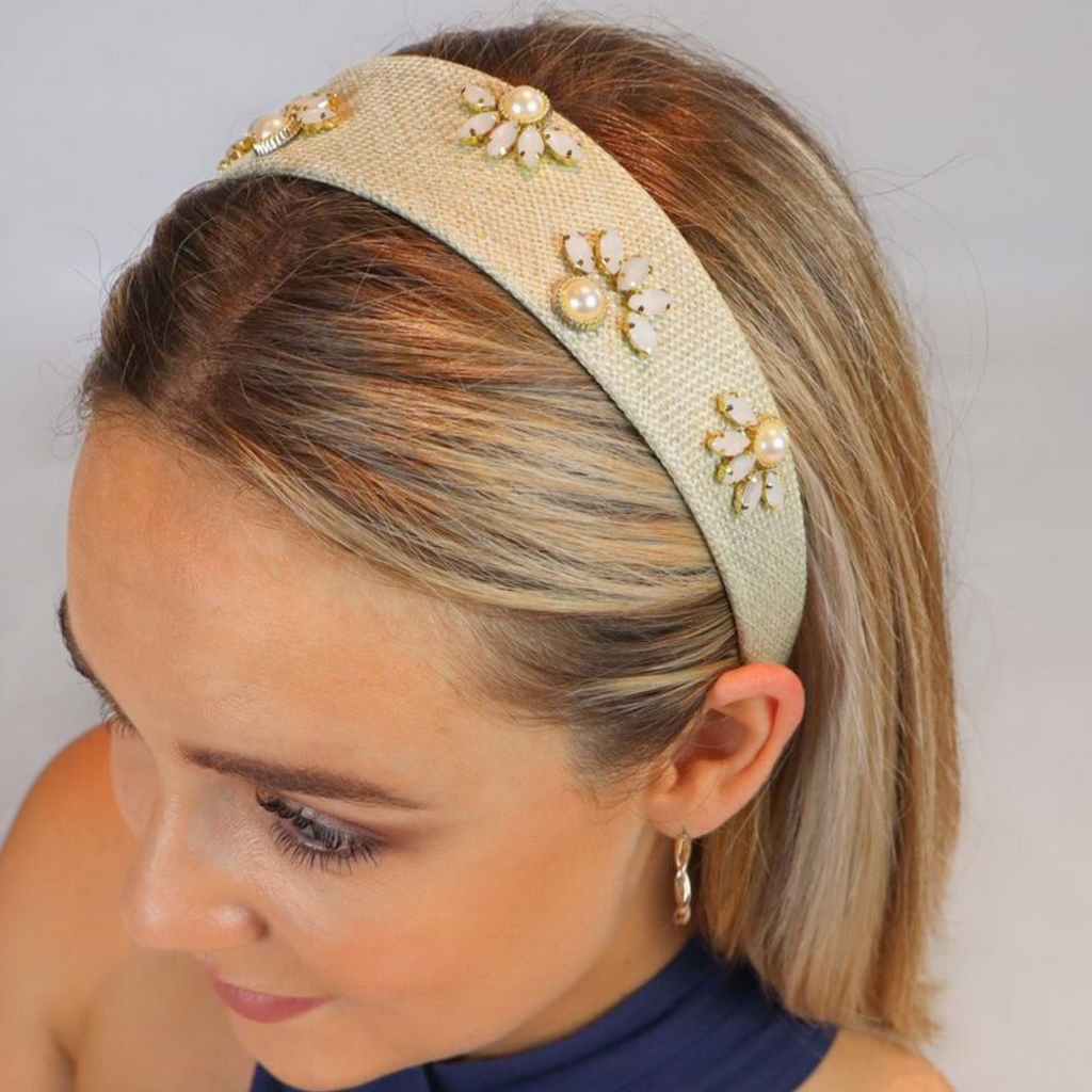 Light Khaki Rhinestone Hairband