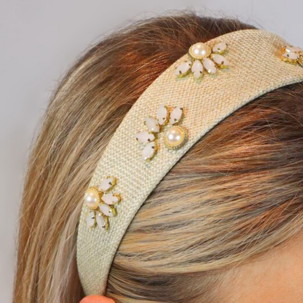 Light Khaki Rhinestone Hairband