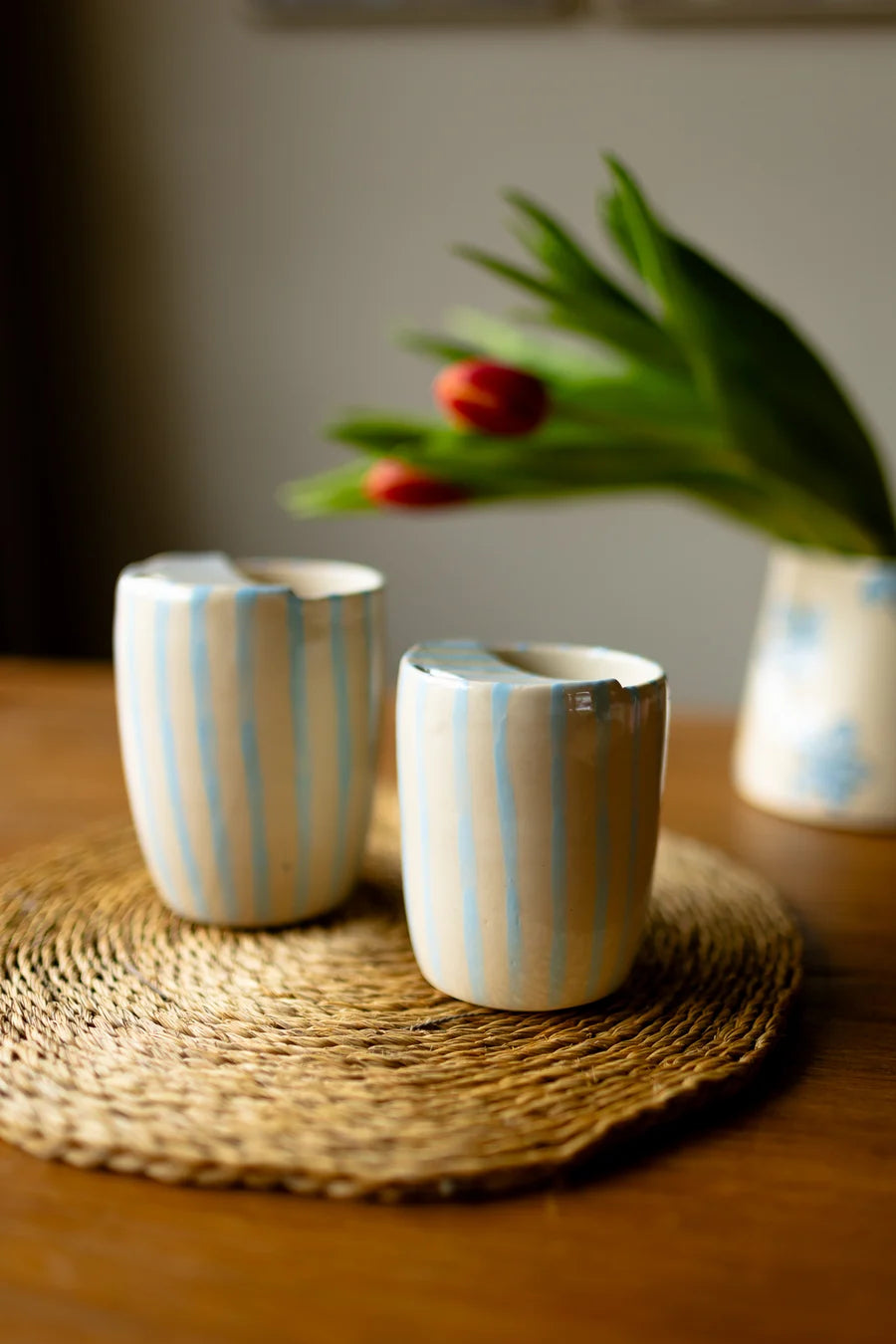 Blue Striped Travel Mug