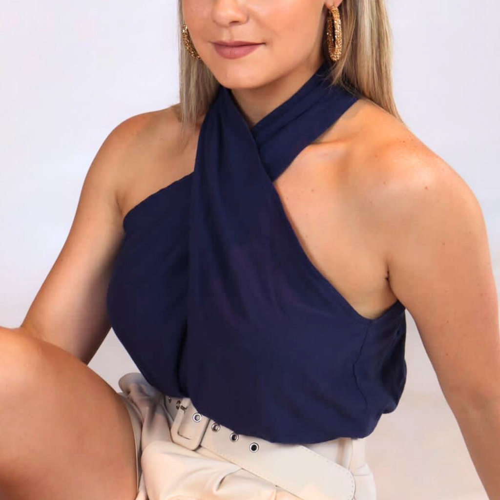 The Halterneck Navy Blouse