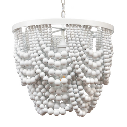 Double Draped Beaded Chandelier (White)