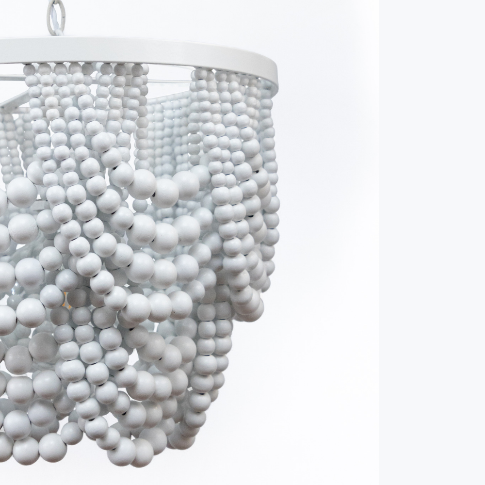 Double Draped Beaded Chandelier (White)