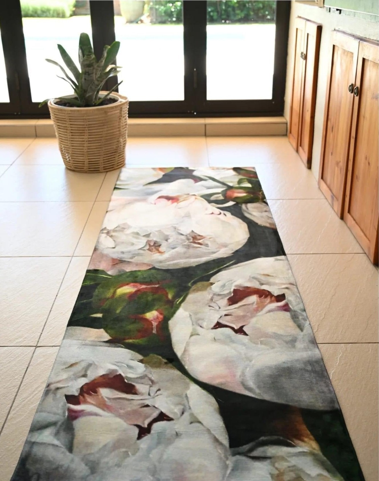 White Blooms Carpet Runner