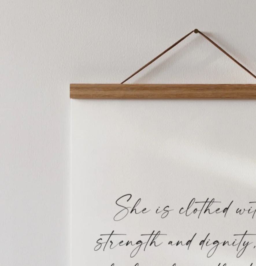 She is Clothed with Strength & Dignity Fabric Hanging Art