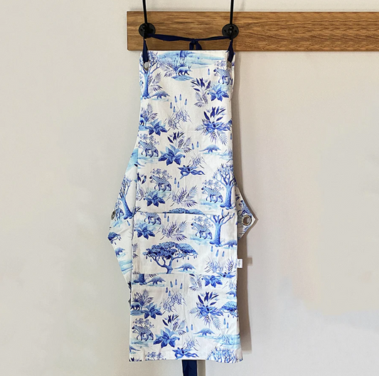 African Delft Apron with Adjustable Straps