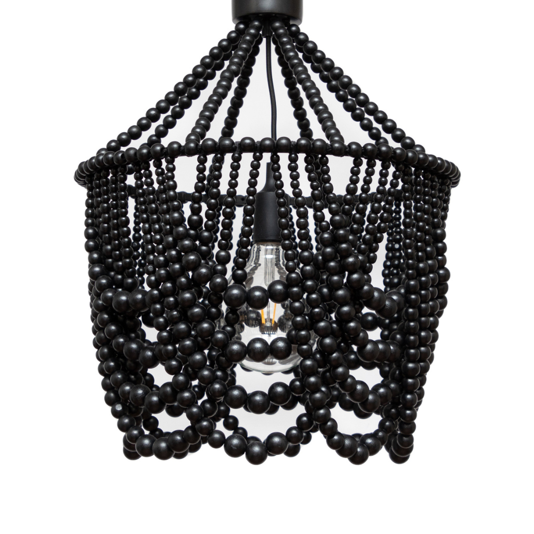 Single Draped Beaded Chandelier (Black)