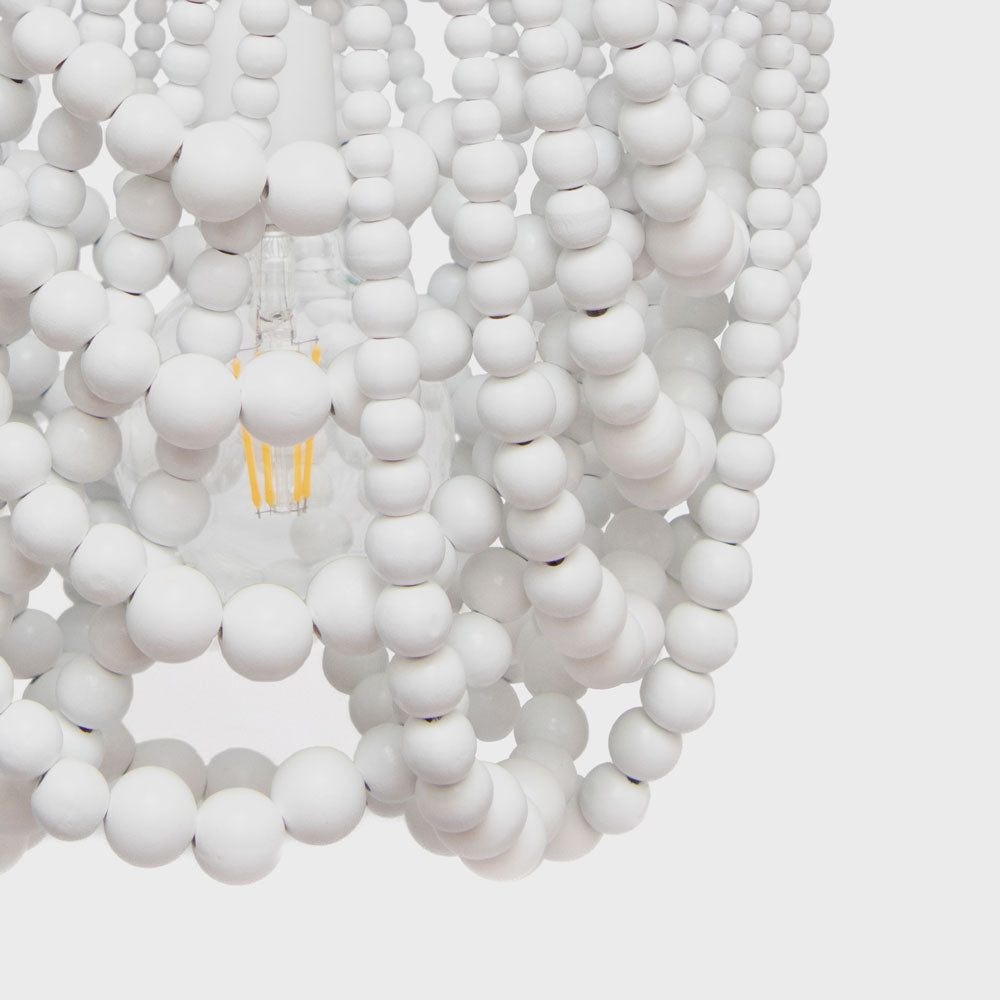 Single Draped Beaded Chandelier (White)