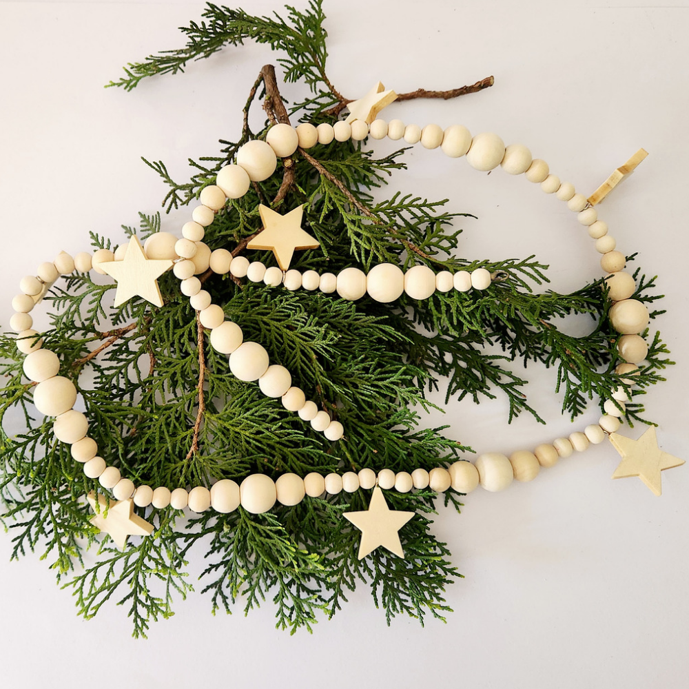 Christmas Tree Garland with Stars (Set of 3)