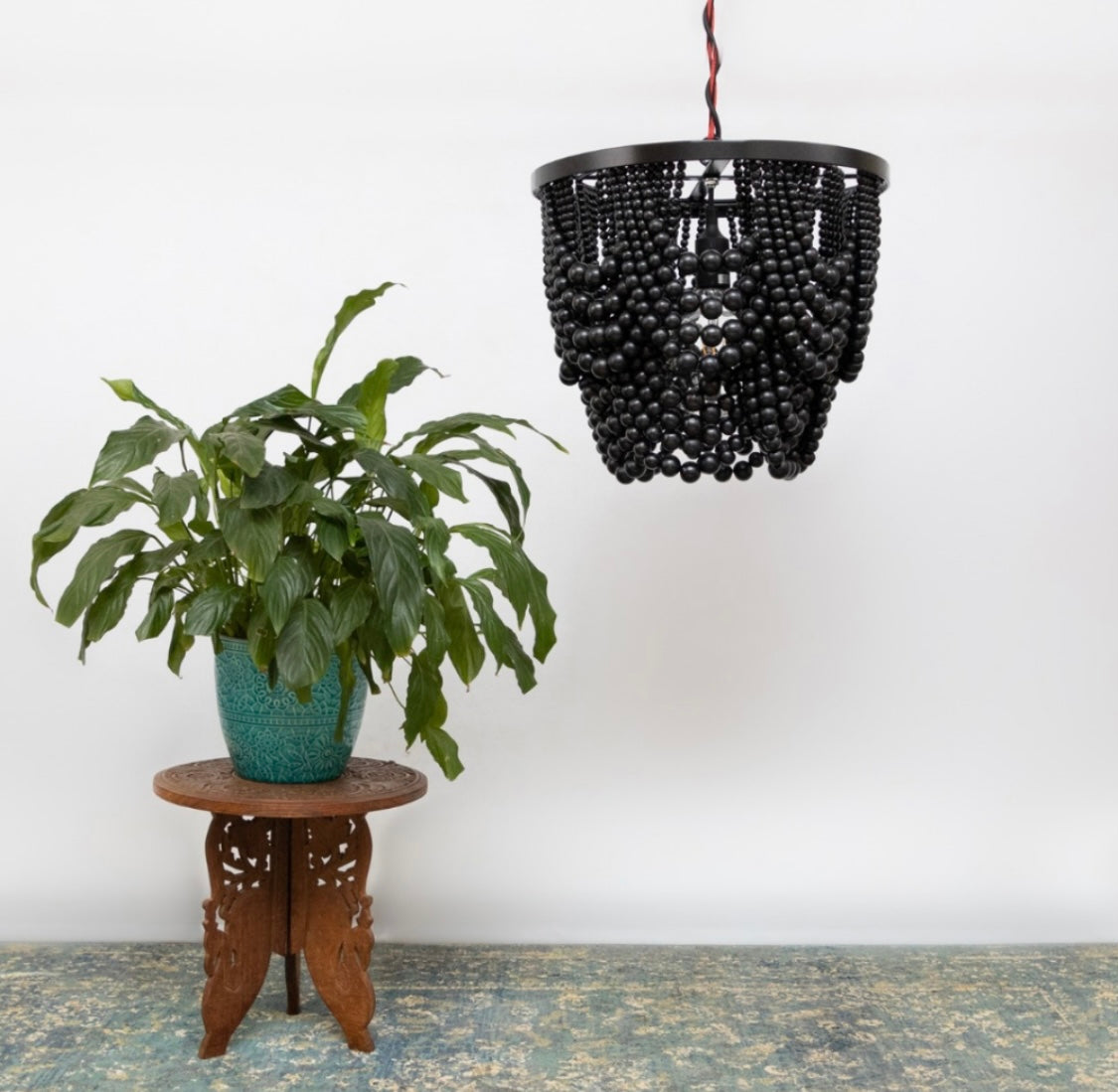 Double Draped Beaded Chandelier (Black)