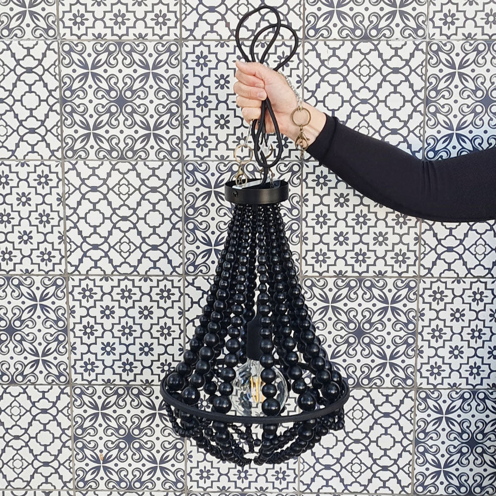 Mini Rosalie Beaded Chandelier (Black)