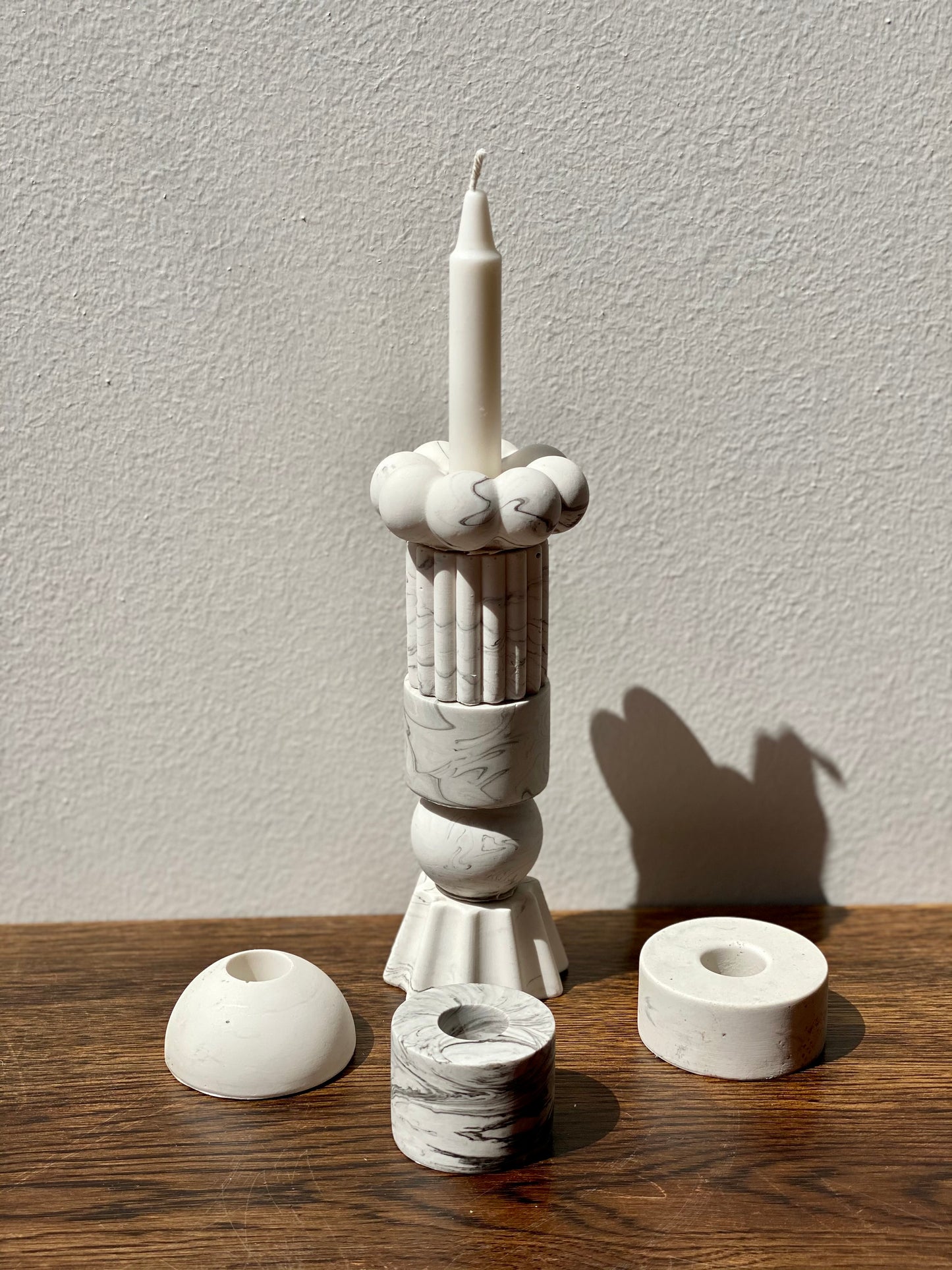 Candle Stick Set (White Marble)
