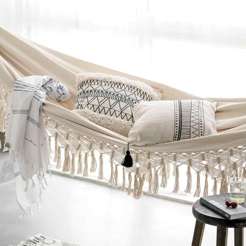 Bohemian Hammock with Macramé Trim