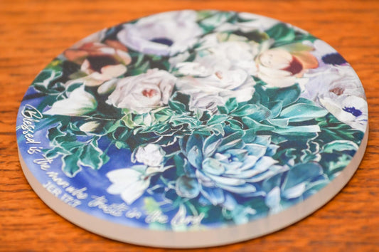 Roses & Succulents Ceramic Coaster
